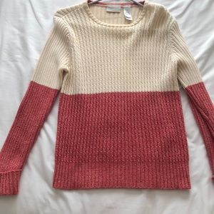 Liz Claiborne cotton sweater beige and red size M